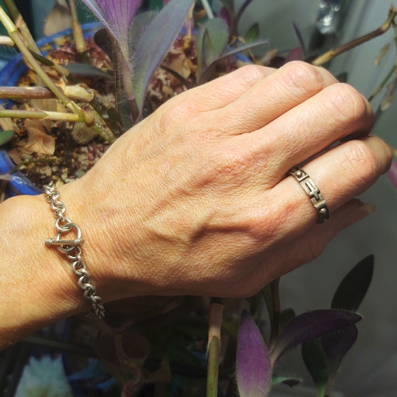 Vintage Unisex Sterling Silver Mid-Century Modern Cross Ring- Size 9 - Picture 5 of 7